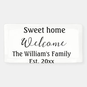 Banderoles Bienvenue douce maison ajouter nom de famille anné