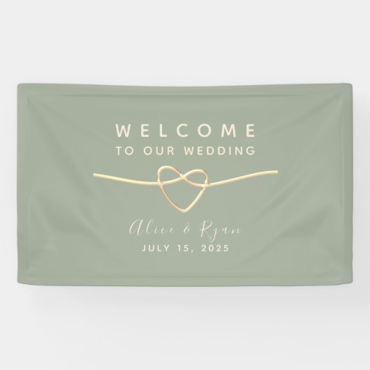 Banderoles Bienvenue du Mariage Sage Green (Horizontal)