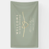 Banderoles Bienvenue du Mariage Sage Green (Vertical)