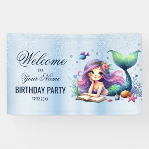 Banderoles Bienvenue Fête d'anniversaire Aquarelle Mermaid Vi