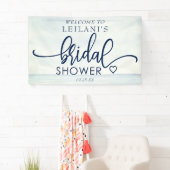 Banderoles Bienvenue Fête des mariées d'aquarelle marine (En situation)