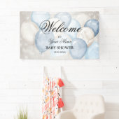 Banderoles Bienvenue Fête Eau-Forte Rose Ballons Blancs (En situation)