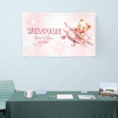 Banderoles Bienvenue fille mignonne bébé ours pilote avion ro (Salon professionnel)