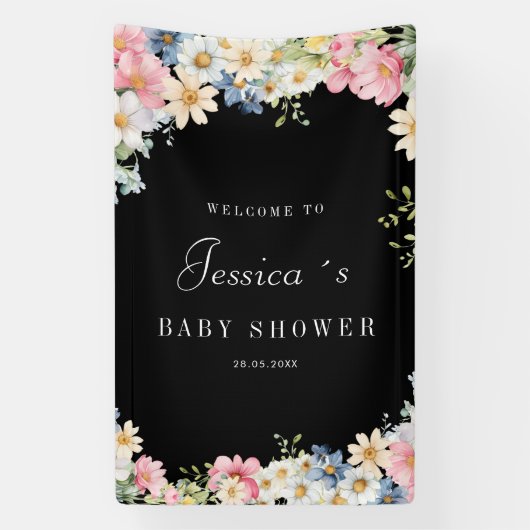 Banderoles Bienvenue ! Fleur sauvage, Baby shower (Verticale)