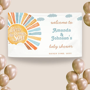 Banderoles Bienvenue garçon, voici venir le fils Baby Shower