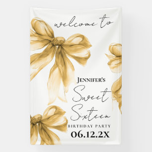 Banderoles Bienvenue Gold Bow Coquette Script Sweet 16 