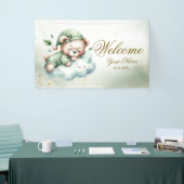 Banderoles Bienvenue Green Boho Sleeping Teddy Bear mignonne  (Salon professionnel)