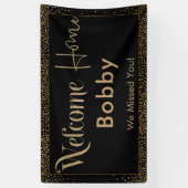 Banderoles Bienvenue Home Gold Confetti, Noir (Vertical)