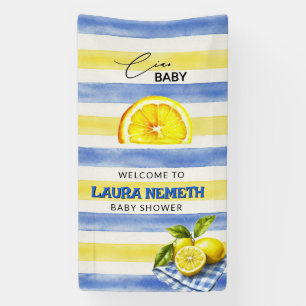 Banderoles Bienvenue Lemon Ciao Bébé Bleu Jaune Rayé