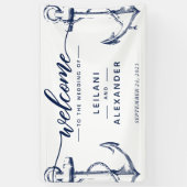 Banderoles Bienvenue Mariage d'Ancres nautiques blanc (Vertical)