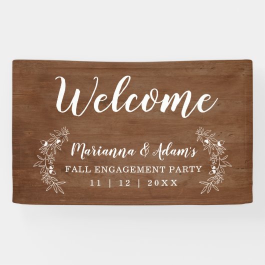 Banderoles Bienvenue Mariage de automne Engagement Party Wood (Horizontal)