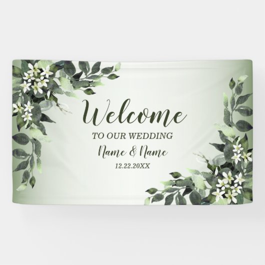 Banderoles Bienvenue Mariage Fête de la verdure Feuilles flor (Horizontal)