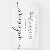 Banderoles Bienvenue Mariage Script Noir Et Blanc (Vertical)