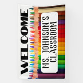 Banderoles Bienvenue Nom de l'enseignant Salle de classe (Verticale)