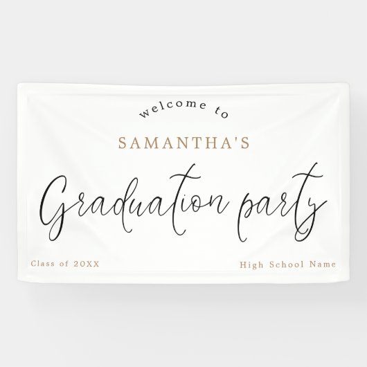 Banderoles Bienvenue Nom du script Année Graduation Party (Horizontal)