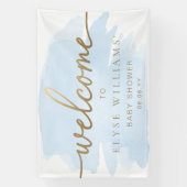 Banderoles Bienvenue Or Aquarelle Bleue (Verticale)
