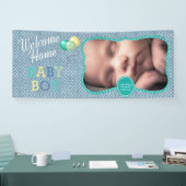 Banderoles Bienvenue Pois de bébé garçon (Salon professionnel)