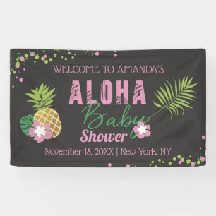 Banderoles Bienvenue pour bébé Aloha Rose et Vert Tropical