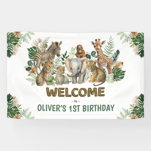 Banderoles Bienvenue pour l'anniversaire de la Jungle Safari (Horizontal)