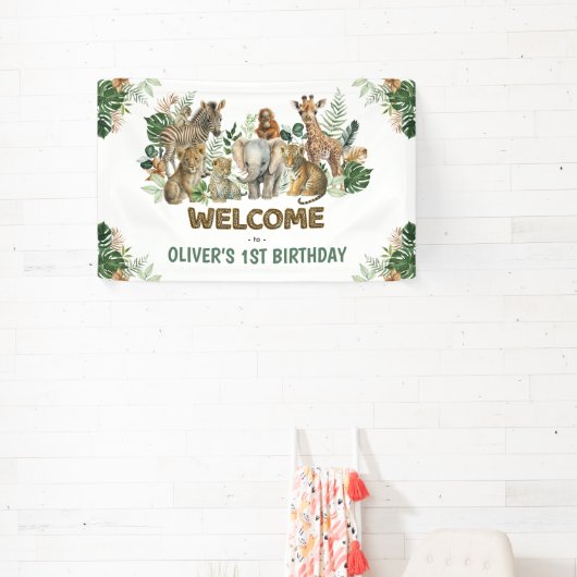 Banderoles Bienvenue pour l'anniversaire de la Jungle Safari (Insitu)