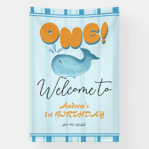 Banderoles Bienvenue pour le 1er anniversaire de bébé baleine