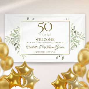 Banderoles Bienvenue pour les 50 ans de mariage avec de la ve