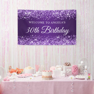 Banderoles Bienvenue pour un 30e anniversaire de couleur viol