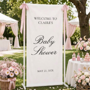 Banderoles Bienvenue pour une Baby Shower Minimaliste Noir et