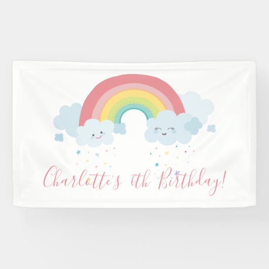 Banderoles BIENVENUE RAINBOW CLOUDS kawaii fête couleurs past (Horizontal)