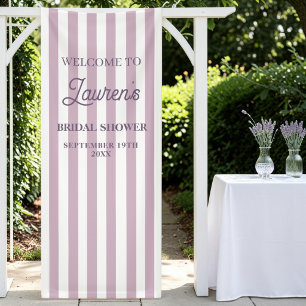 Banderoles Bienvenue rayé violet pour la fête de mariage