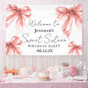 Banderoles Bienvenue Rose Gold Arc Coquette Script Sweet 16 