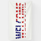 Banderoles Bienvenue superposé sur le drapeau américain (h) b (Vertical)