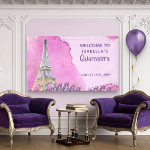 Banderoles Bienvenue sur le thème de Paris Tour Eiffel Rose Q