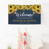 Banderoles Bienvenue Tournesol Rustique, Marine & Mariage Gol (En situation)