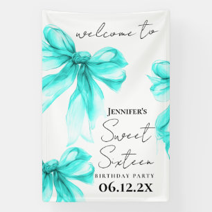 Banderoles Bienvenue Turquoise Arc Coquette Script Sweet 16 