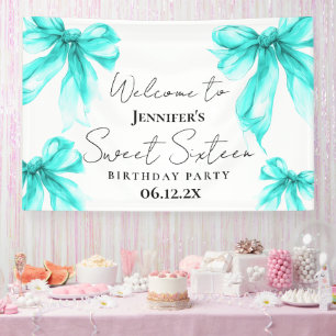 Banderoles Bienvenue Turquoise Arc Coquette Script Sweet 16 