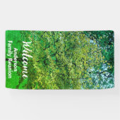 Banderoles Bienvenue White and Green Family Name Tree Reunion (Horizontal)