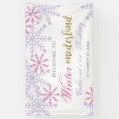 Banderoles Bienvenue Winter Onederland 1er Anniversaire rose (Vertical)