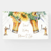 Banderoles Bière Mariage à cou rouge tournesol (Horizontal)