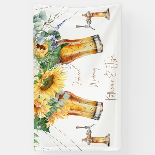 Banderoles Bière Mariage à cou rouge tournesol (Vertical)