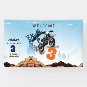 Banderoles Biker Kid Dirt Stunt Vélo Anniversaire