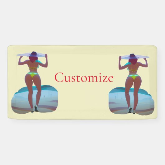 Banderoles Bikini Booty Beach Girl Thunder_Cove (Horizontal)