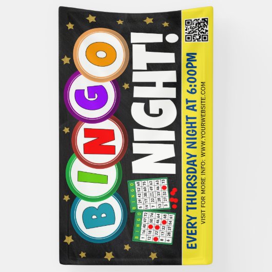 Banderoles Bingo Night Banner avec code qr (Vertical)