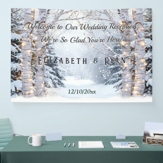 Banderoles Birch Trees Pine Trees Winter Wonderland Mariage (Salon professionnel)