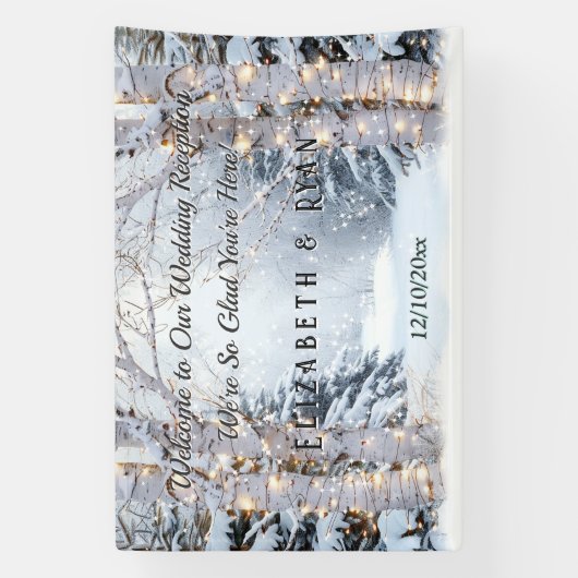 Banderoles Birch Trees Pine Trees Winter Wonderland Mariage (Verticale)