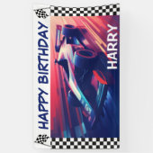 BANDEROLES BIRTHDAN MODERN BLUE RACING VOITURE BANNER (Vertical)