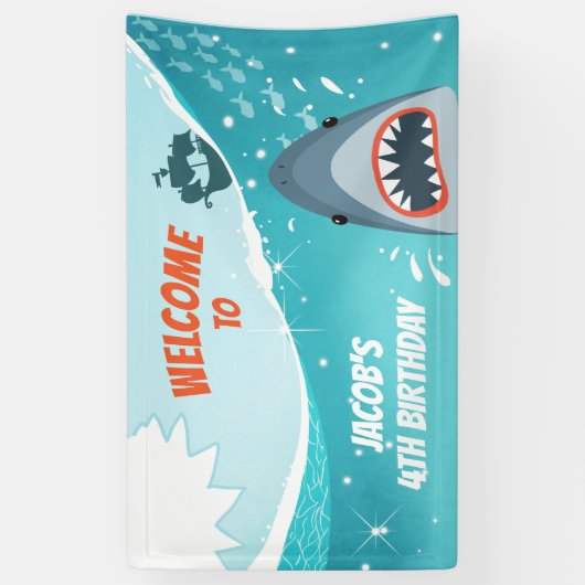 Banderoles Birthday Banner Pool party garçon Ocean Splish (Vertical)