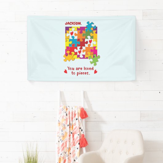 Banderoles Birthday Boy Puzzle Amour aux pièces (En situation)