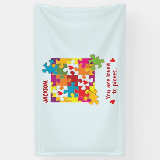 Banderoles Birthday Boy Puzzle Amour aux pièces (Vertical)