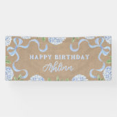 Banderoles Birthday Sign, Kraft Colored Blue Hydranagea (Horizontal)